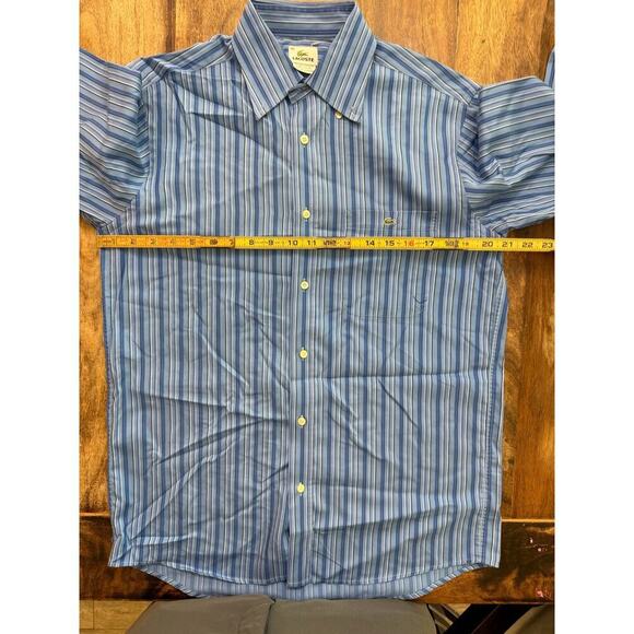 Lacoste Men's Blue Striped Pattern Long Sleeves Button Down Shirt Size 40 - Picture 4 of 6